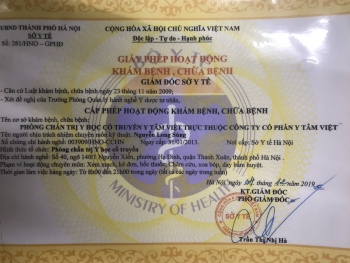 Phòng chẩn trị y học cổ truyền Y Tâm Việt đón nhận “Giấy phép hoạt động khám bệnh, chữa bệnh”